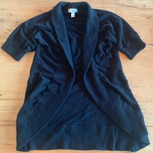 Dress Barn Cardigan Shawl Collar Black Women’s Size Medium Short Sleeve Preloved